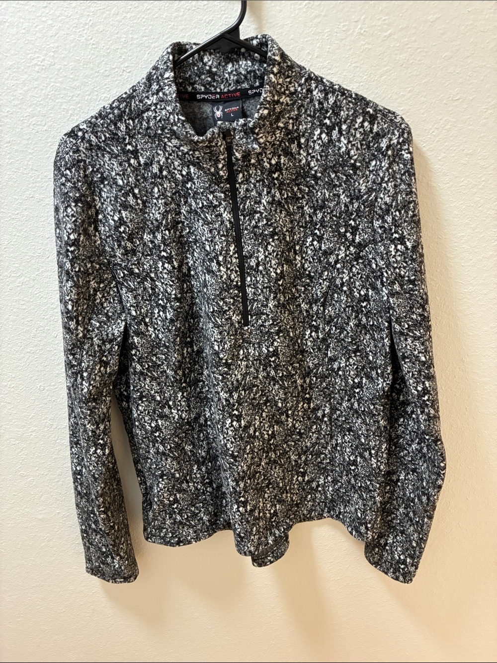 Spyder Black & White Marled Half-Zip Pullover